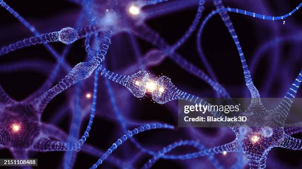 digital neurons. biotechnology innovation concept - biologie stockfoto's en -beelden
