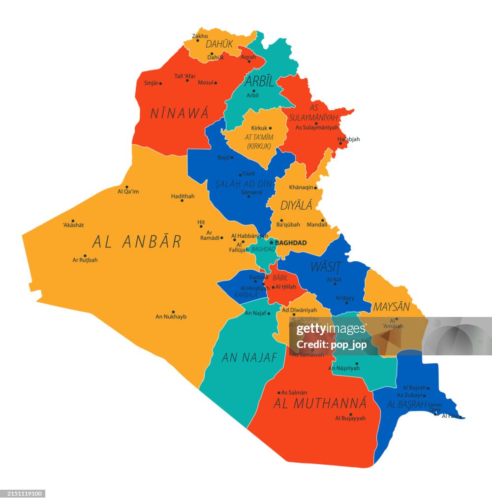 Iraq Map. Copy Iraq Map Vector Colored Map Of Iraq High-Res Vector Graphic - Getty Images