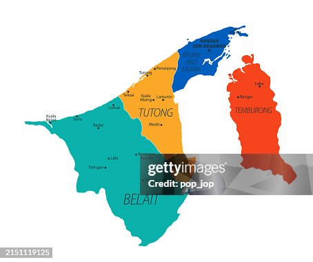 Brunei Postcode Brunei Map Vector Colored Map Of Brunei High-Res Vector Graphic - Getty ...