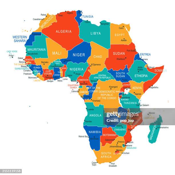 ilustraciones, imágenes clip art, dibujos animados e iconos de stock de africa map. vector colored map of africa - áfrica del norte