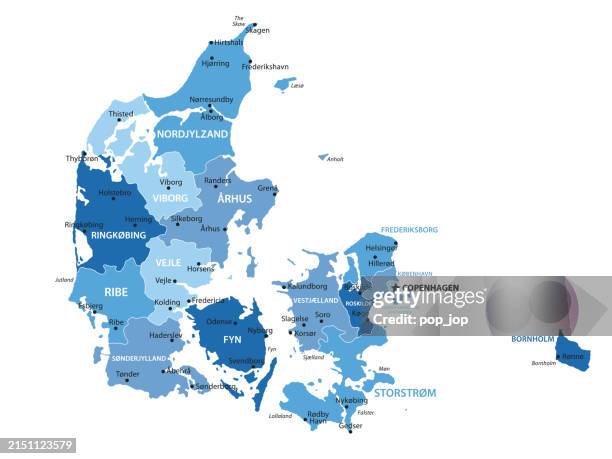 denmark map. vector colored map of denmark - country map stock illustrations