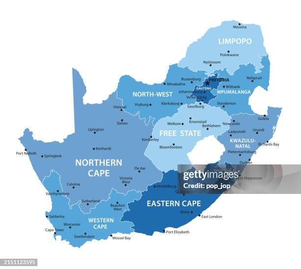ilustrações de stock, clip art, desenhos animados e ícones de south africa map. vector colored map of south africa - political map of south africa