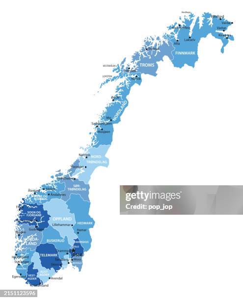 norway map. vector colored map of norway - norway stock illustrations