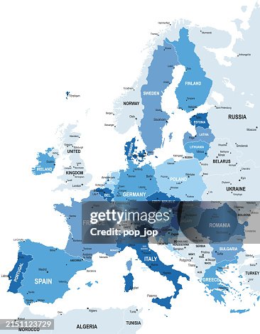 European Union Map. Vector colored map of European Union European Union Map. Vector colored map of European Union