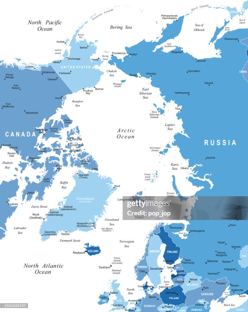 Arctic Ridge Map Arctic Region Map Vector Colored Map Of Arctic Region High-Res Vector ...