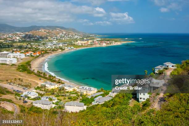 frigate bay in st kitts - view from timothy hill - saint kitts and nevis stock pictures, royalty-free photos & images
