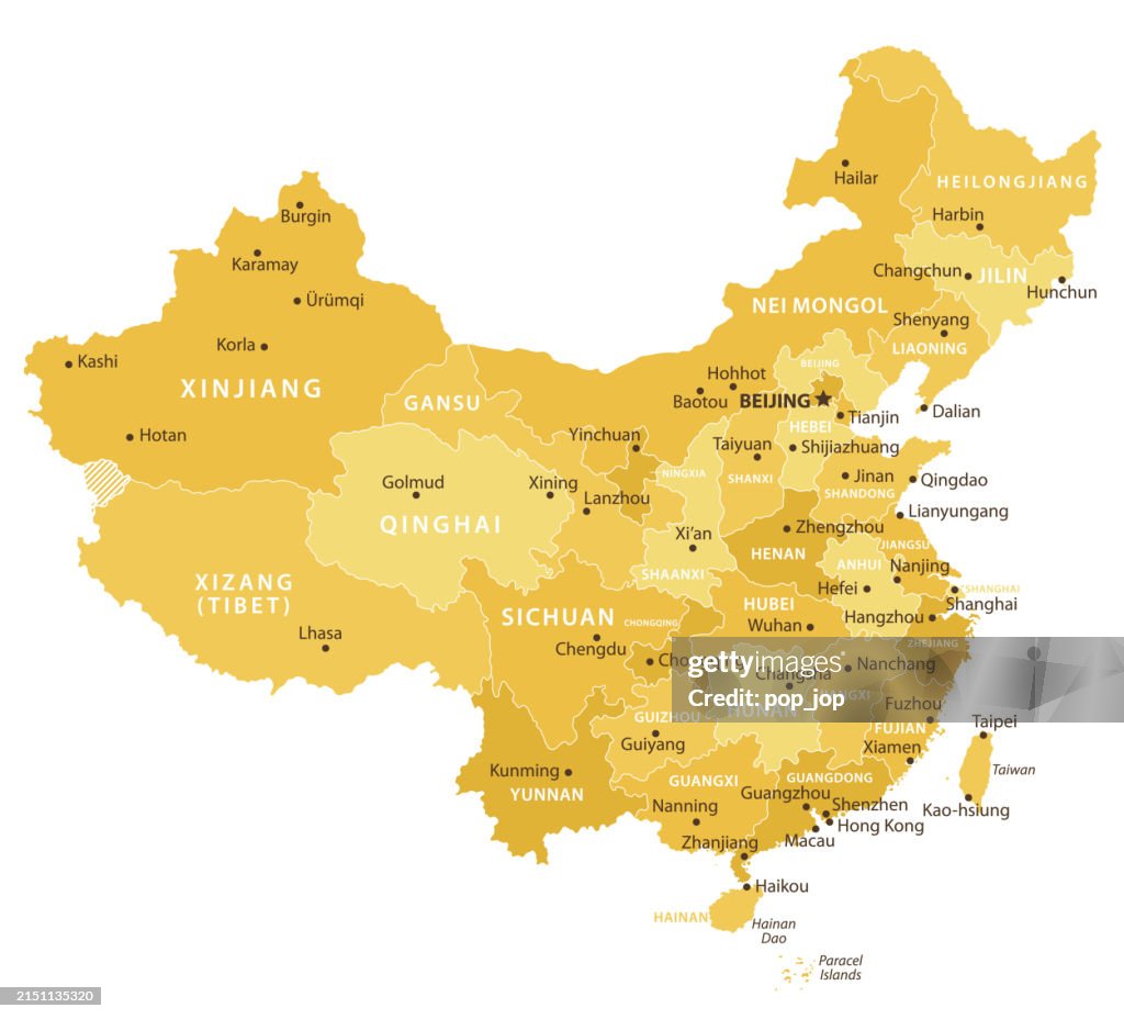 Chinese Map Vector China Map Vector Colored Map Of China High-Res Vector Graphic - Getty ...