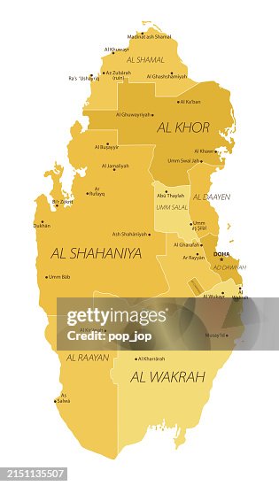 Qatar Map Vector Colored Map Of Qatar High-Res Vector Graphic - Getty ...