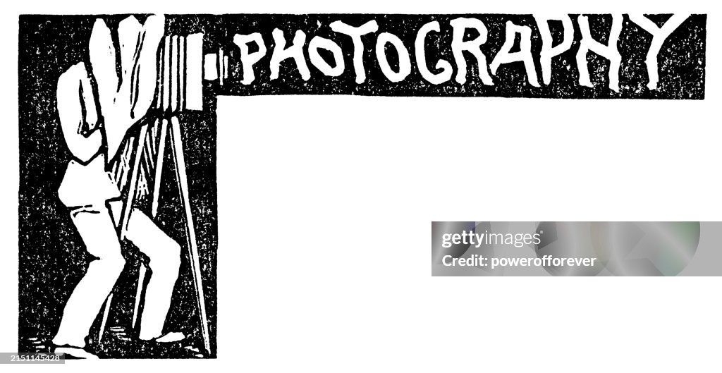 Texto Fotográfico e Fotógrafo com Câmera de Grande Formato - Século 19