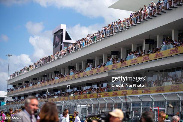 Fans are enjoying the Formula 1 Crypto.com Miami Grand Prix 2024 in Miami, USA, on May 5, 2024.