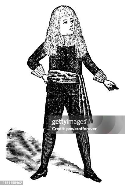 1880s victorian fashion, little boys little lord fauntleroy suit - 19th century - puget sound people stock illustrations