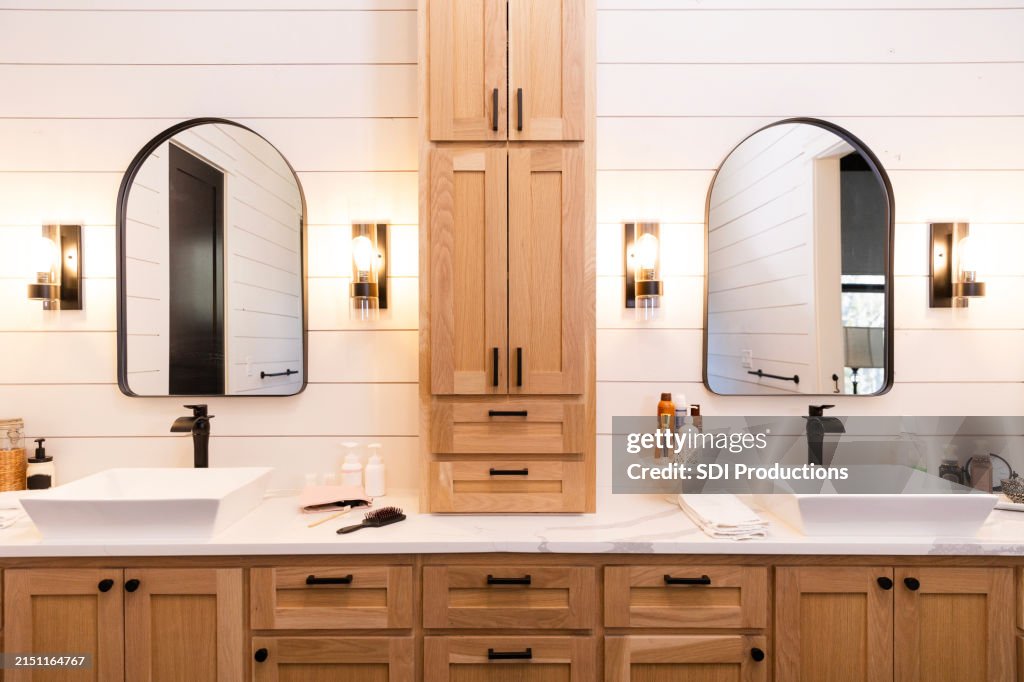 Newly renovated modern bathroom in luxury home