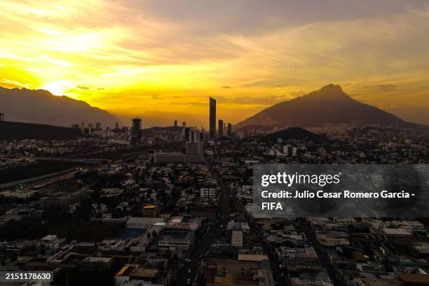 An aerial view of the city skyline on May 02, 2024 in Monterrey, Mexico. Monterrey will be a host city for the 2026 FIFA World Cup.