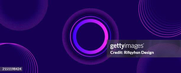 modern abstract geometric circle shape design, on purple pink background. can be use for landing page, book covers, brochures, flyers, magazines, any brandings, banners, headers, presentations, and wallpaper backgrounds - shiny ball with shadow stock illustrations