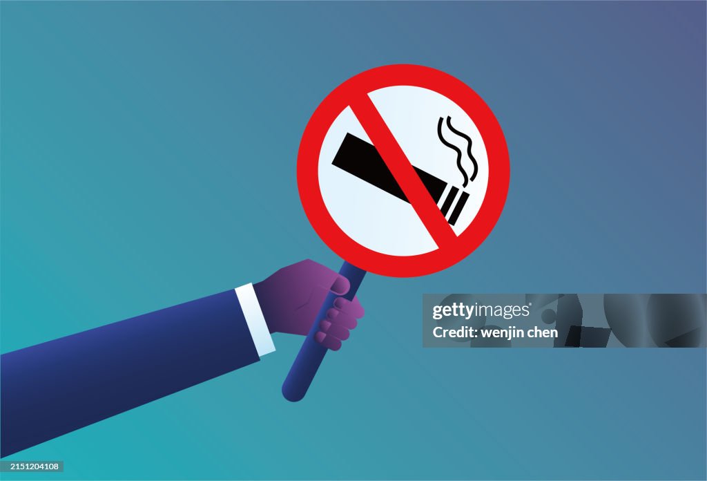 Smoking Hand Sign Hand Holding Up No Smoking Sign High-Res Vector Graphic - Getty Images