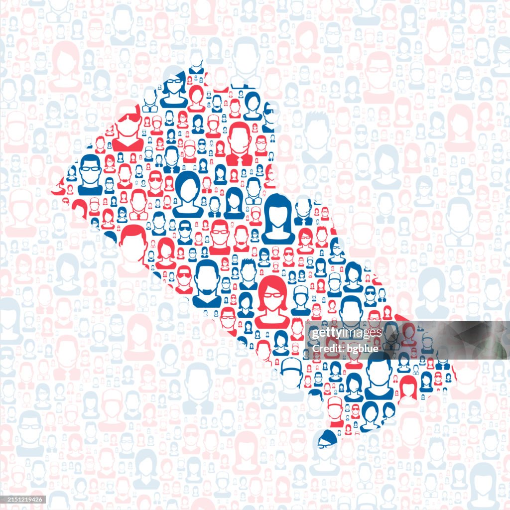 Bucks County, Pennsylvania. Map with blue and red People