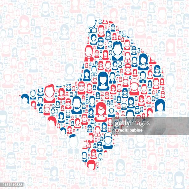 Cabell County West Virginia Map With Blue And Red People High-Res Vector Graphic
