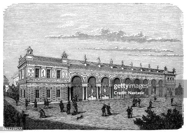 austrian facade.valhalla - eclectic stock illustrations