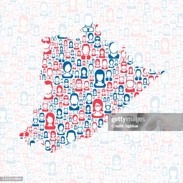 pike county, kentucky. map with blue and red people - pikeville kentucky stock illustrations