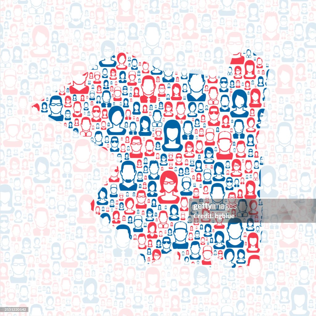 Ulster County, New York. Map with blue and red People