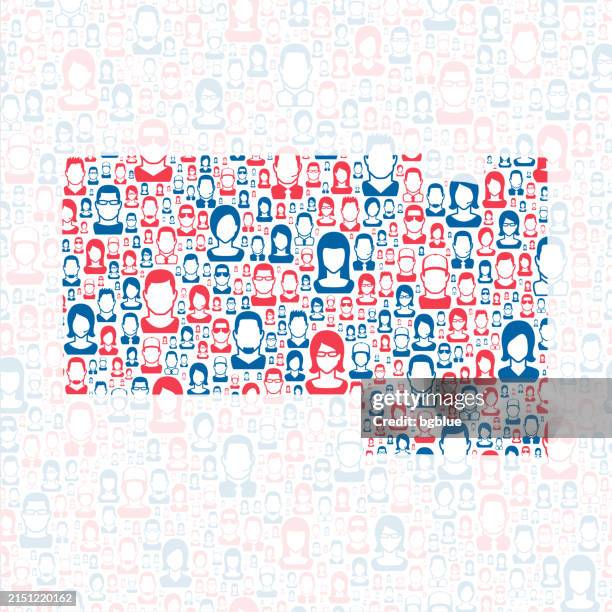 oneida county, wisconsin. map with blue and red people - rhinelander wisconsin stock illustrations