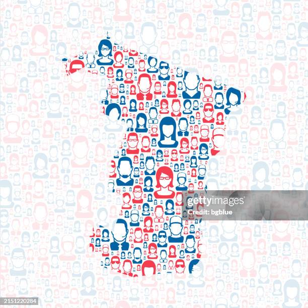 windsor county, vermont. map with blue and red people - woodstock vermont stock illustrations