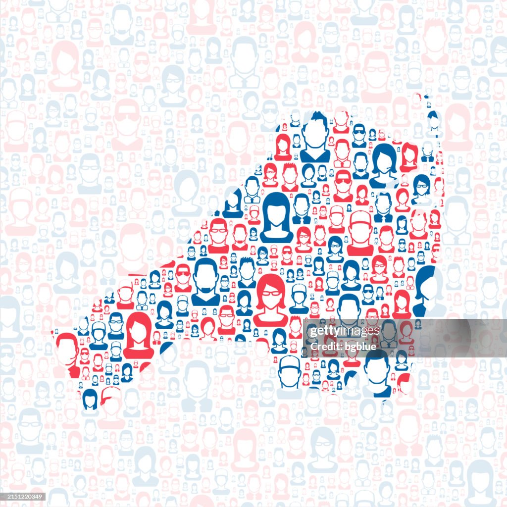 Monmouth County, New Jersey. Map with blue and red People