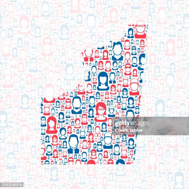 lowndes county, mississippi. map with blue and red people - columbus mississippi stock illustrations