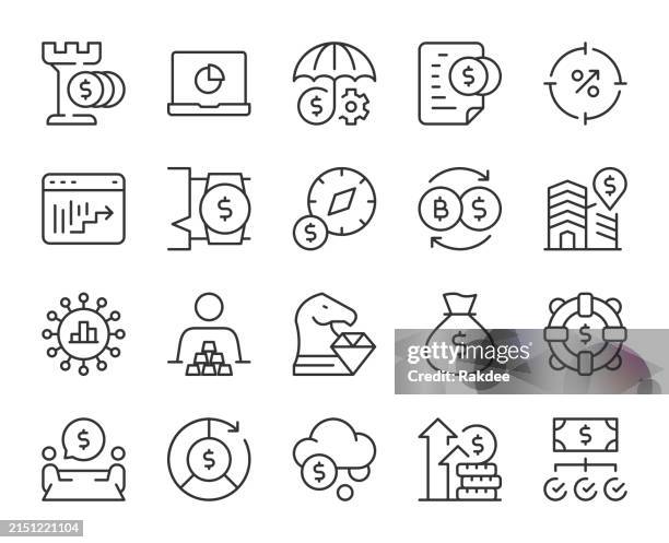 investment - light line icons - stock trader computer stock illustrations