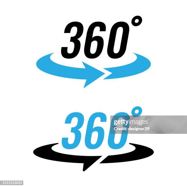 360 degree icon vector design. - 360 degree view stock illustrations