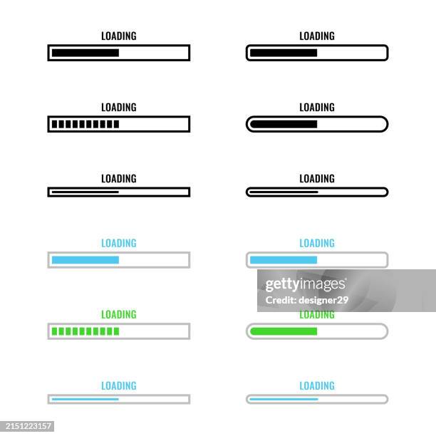 illustrations, cliparts, dessins animés et icônes de chargement de l'icône de la barre set vector design. - barre-de-progression