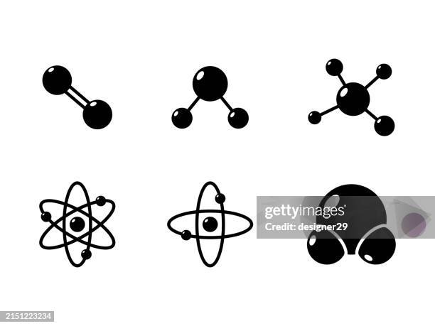 molekülsymbole setzen vektordesign. - molekül stock-grafiken, -clipart, -cartoons und -symbole