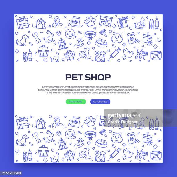pet shop related line style banner design for web page, headline, brochure, annual report and book cover - veterinarian stock illustrations