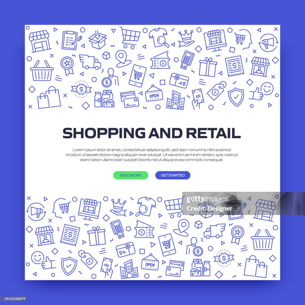 Retail Banner Examples Shopping And Retail Related Line Style Banner Design For Web Page ...