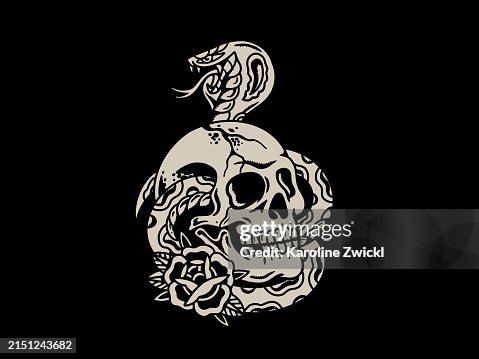 Graphic Snake Wrapped Around Human Skull High-Res Vector Graphic ...