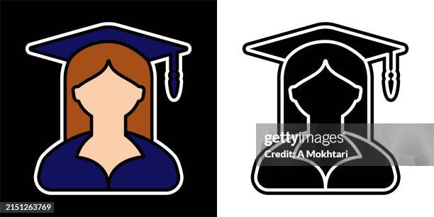 student icon with diploma cap. - adult learning icons stock illustrations