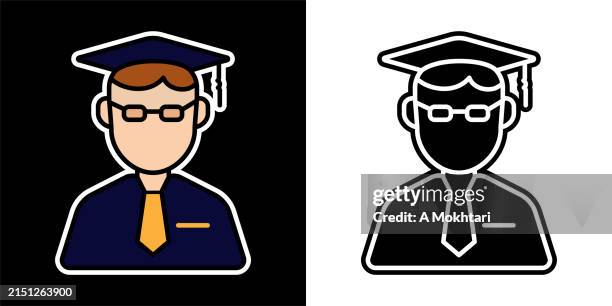 student icon with diploma cap. - adult learning icons stock illustrations