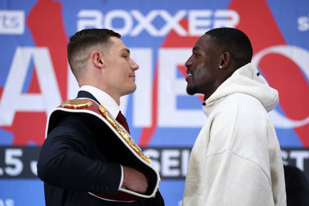 Chris Billam-Smith and Richard Riakporhe face off following the Chris Billam-Smith vs Richard Riakporhe launch press conference ahead of their WBO...
