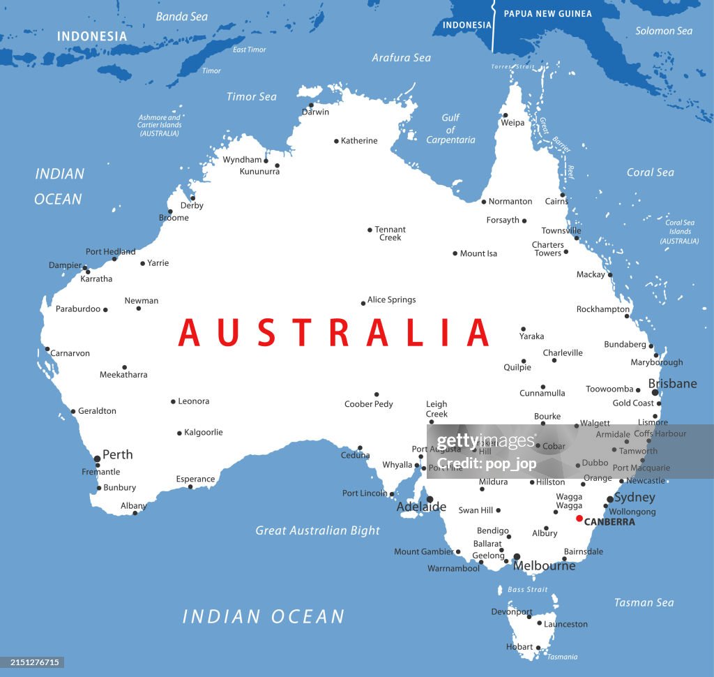Australia Map Vector Color Map Of Australia High-Res Vector Graphic ...