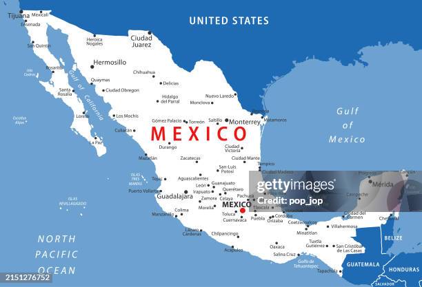 mexico map. vector colored map of mexico - mexico map stock illustrations