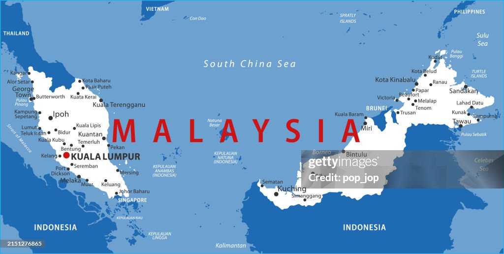 Malaysia Map. Vector colored map of Malaysia