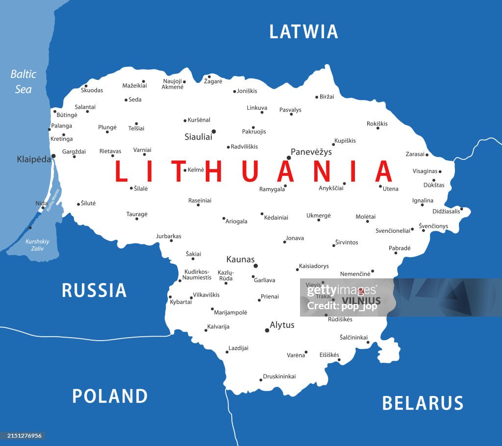 Lithuania Map. Vector colored map of Lithuania
