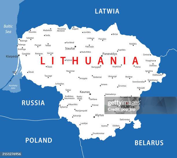 lithuania map. vector colored map of lithuania - lithuania stock illustrations