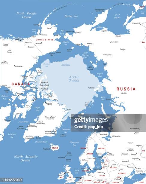 arctic region map. vector colored map of arctic region - arctic stock illustrations