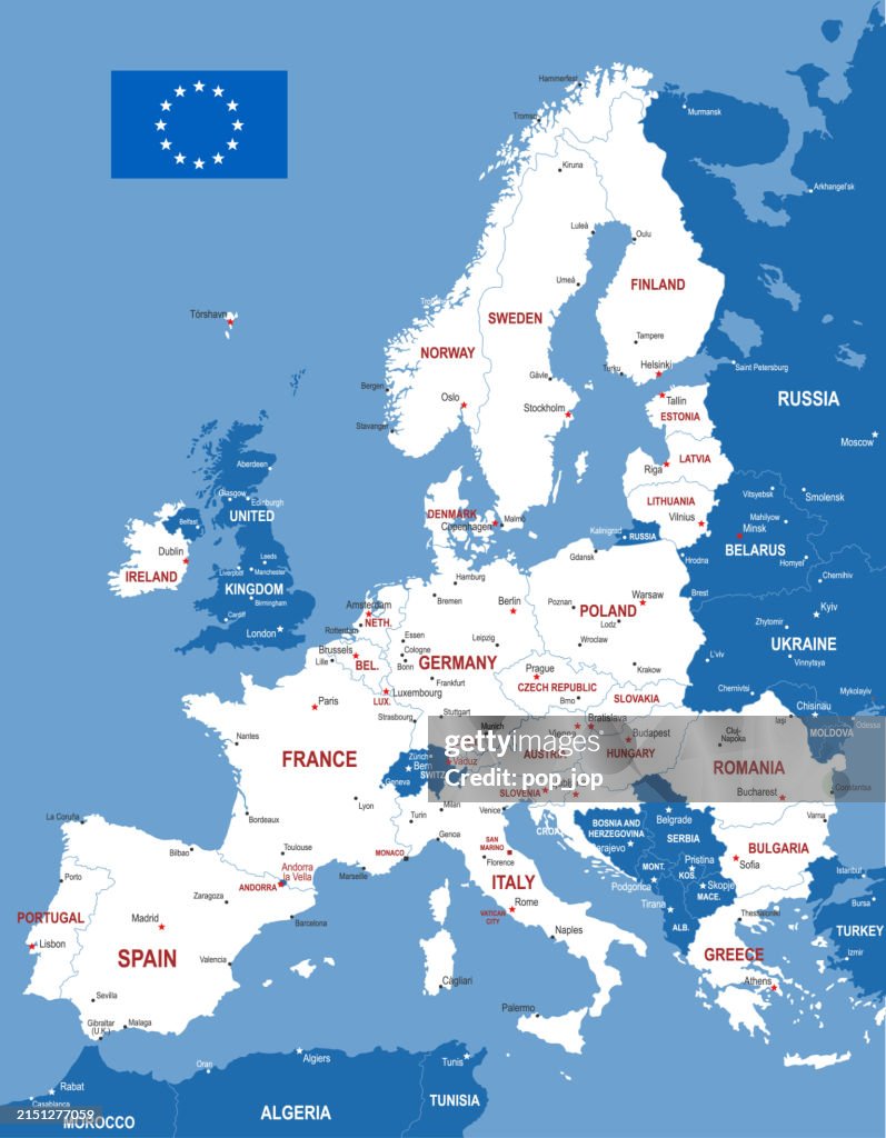 European Union Map. Vector colored map of European Union
