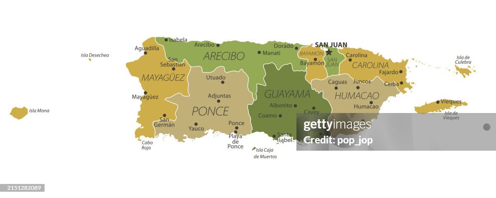 Map Of Porta Rica Puerto Rico Map Vector Colored Map Of Puerto Rico High-Res Vector ...