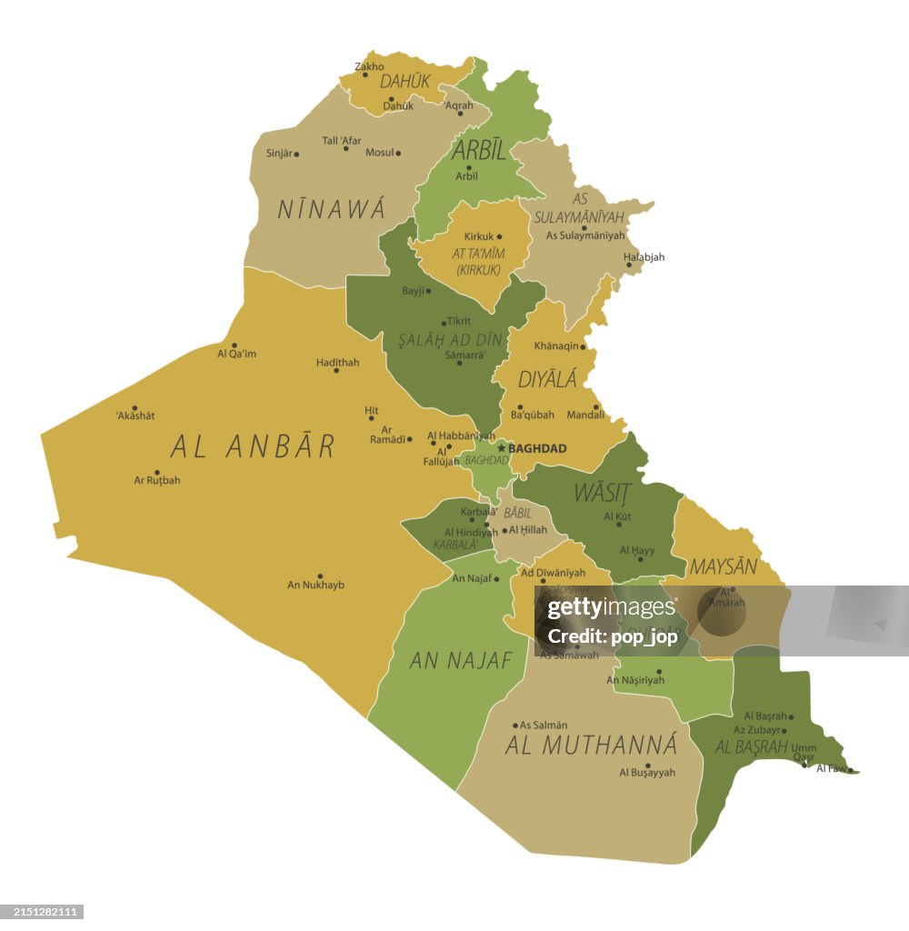 Iraq Map. Vector colored map of Iraq