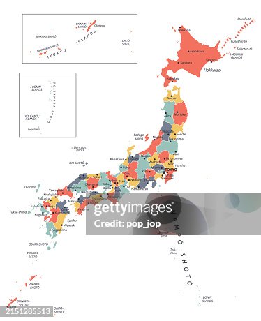 Japan Map Vector Colored Map Of Japan High-Res Vector Graphic - Getty ...