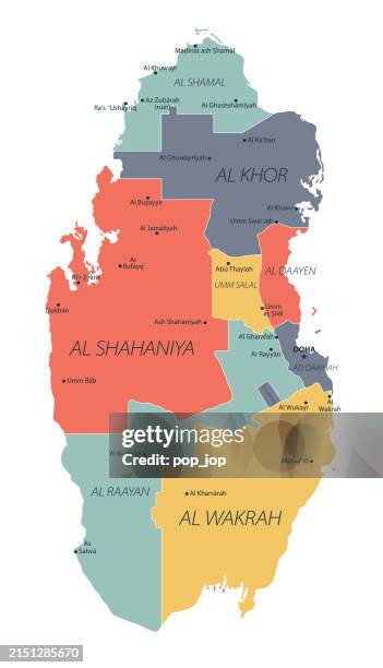 qatar map. vector colored map of qatar - qatar stock illustrations