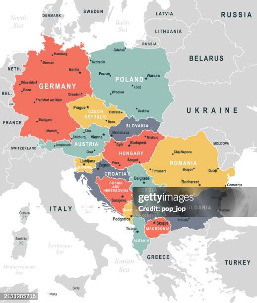 Central Europe Map Vector Colored Map Of Central Europe High Res Vector Central Europe Map Vector Colored Map Of Central Europe 